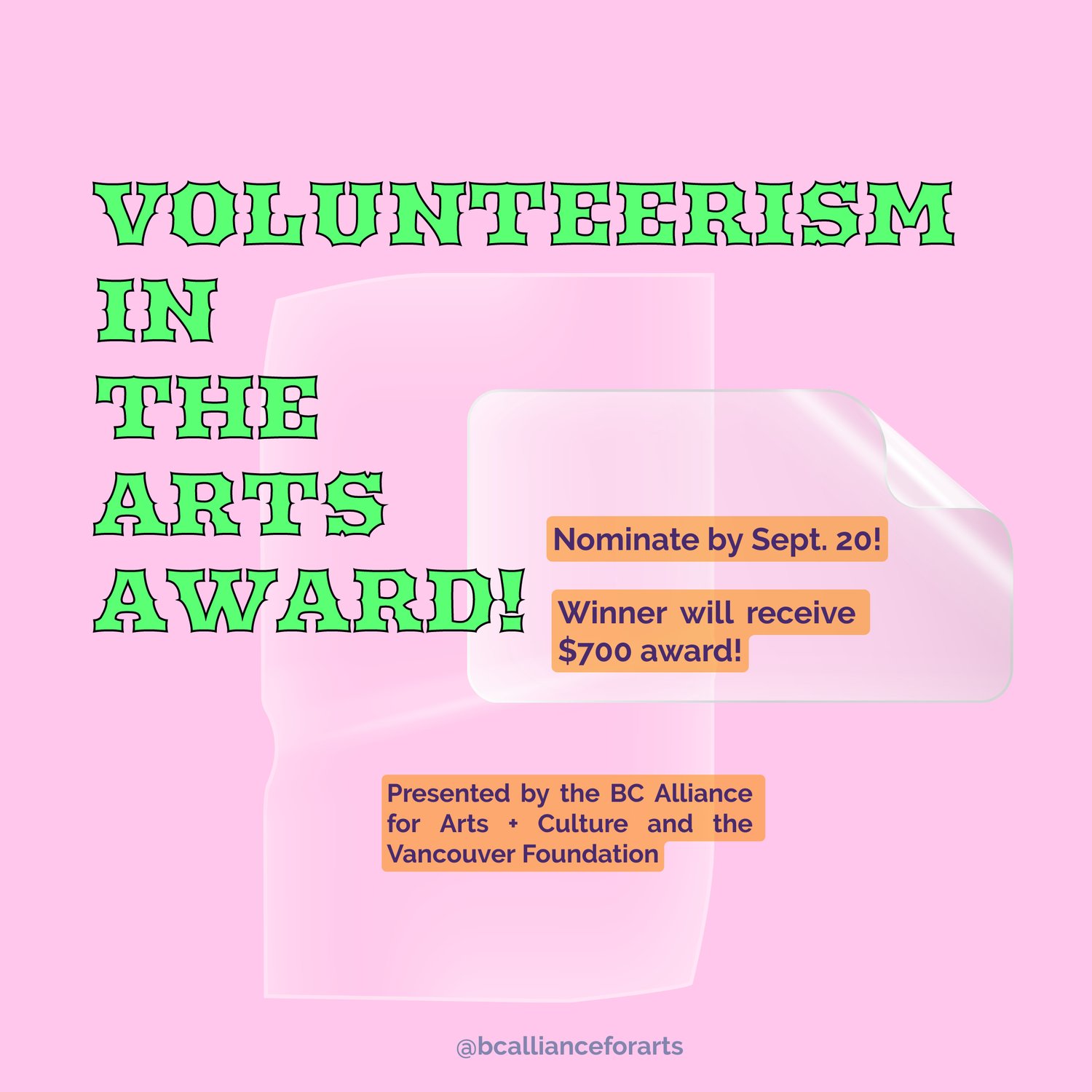 2024 Volunteerism within the Arts Award! — BC Alliance for Arts + Tradition